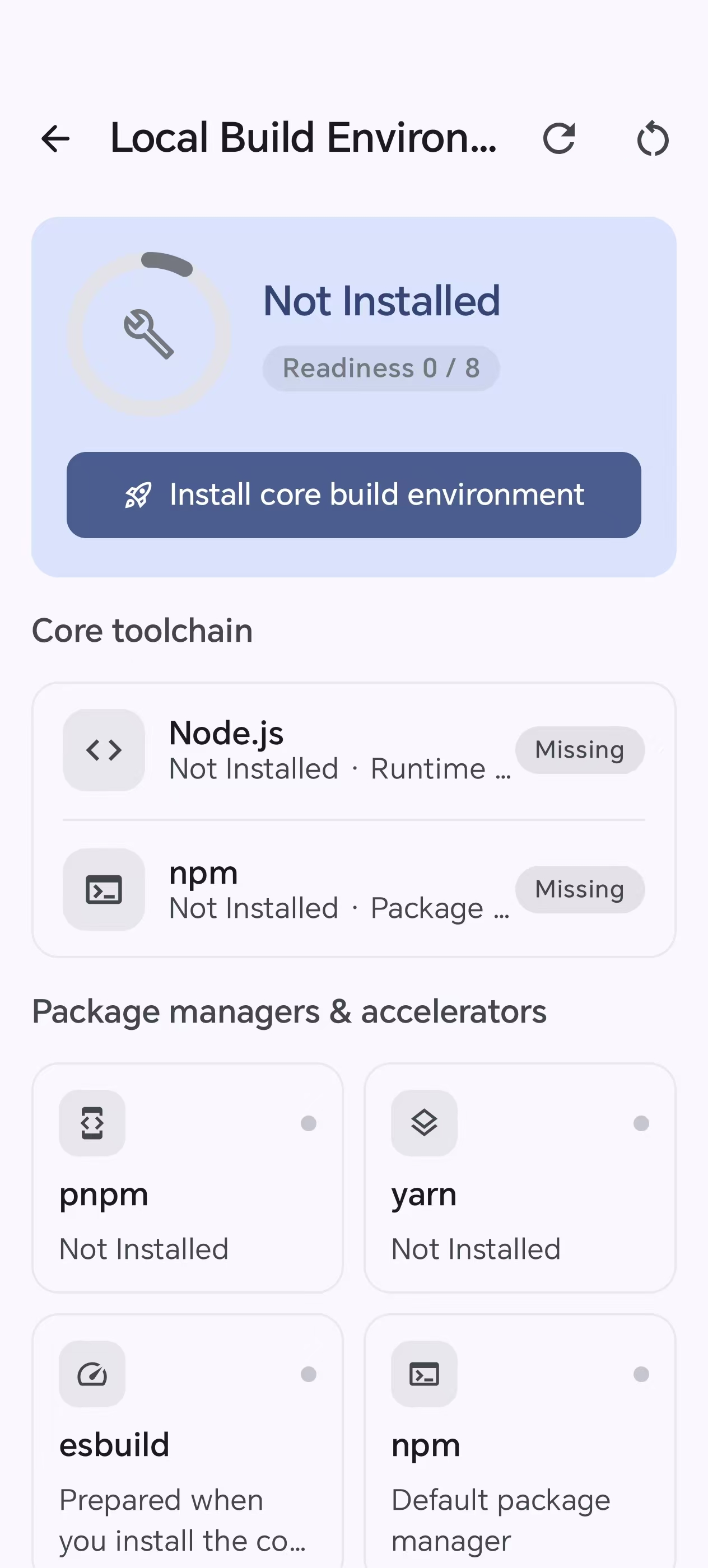 Local build environment