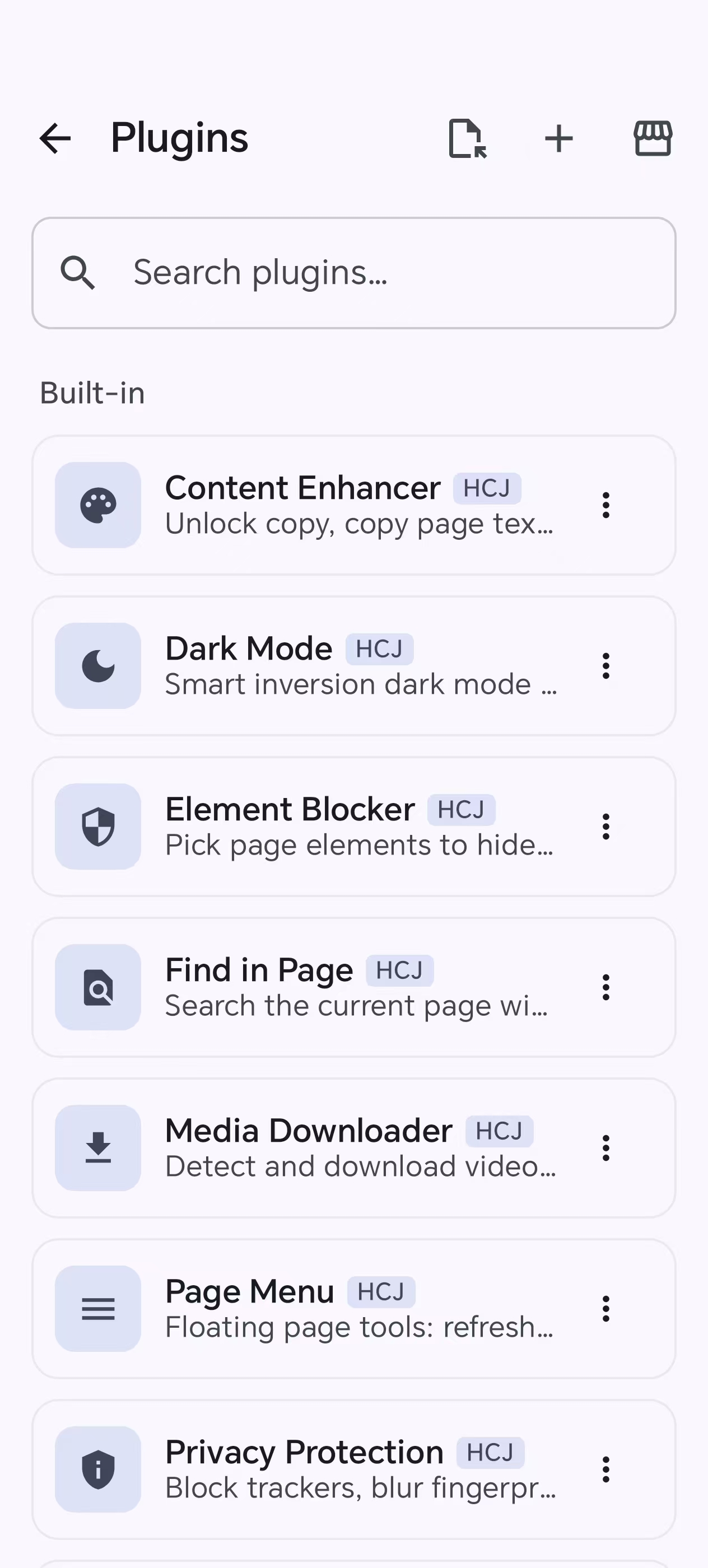 Plugins list