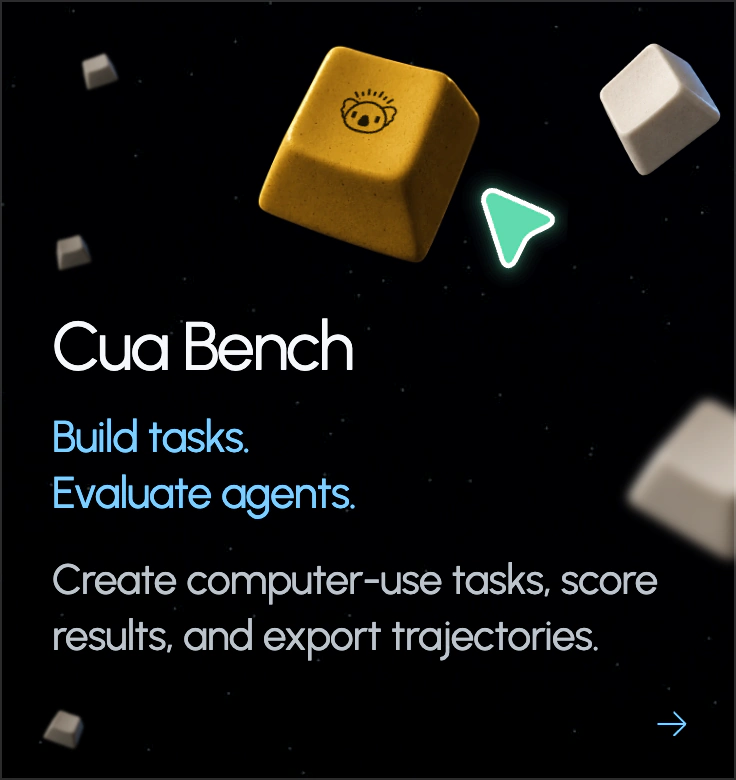 Cua Bench: create tasks, evaluate agents, and export trajectories
